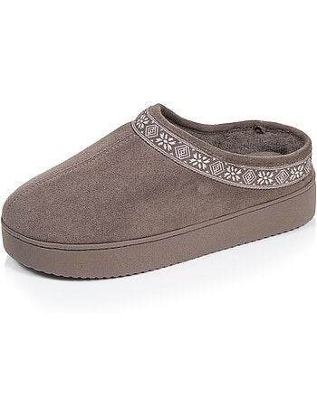 Chaussons mules suédine semelle plateforme femme