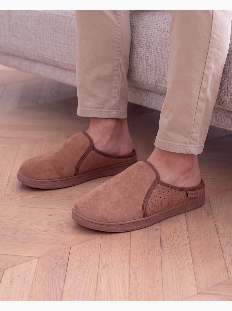 Chaussons mules suédine, semelle sport légère et homme Camel - Kiabi