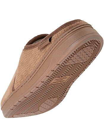 Chaussons mules suédine, semelle sport légère et homme Isotoner