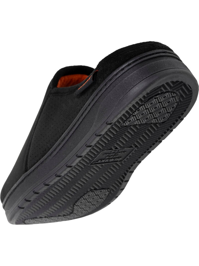Chaussons mules suédine, semelle sport légère et homme Isotoner Noir - Kiabi