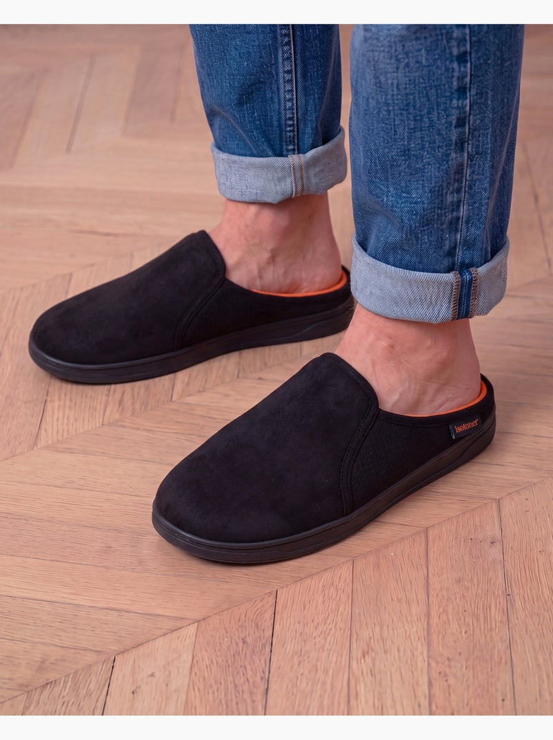 Chaussons mules suédine, semelle sport légère et homme Noir - Kiabi