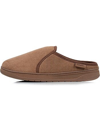 Chaussons mules suédine, semelle sport légère et resistante homme Isotoner