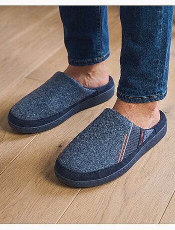Chaussons mules microvelours ultra doux, semelle homme