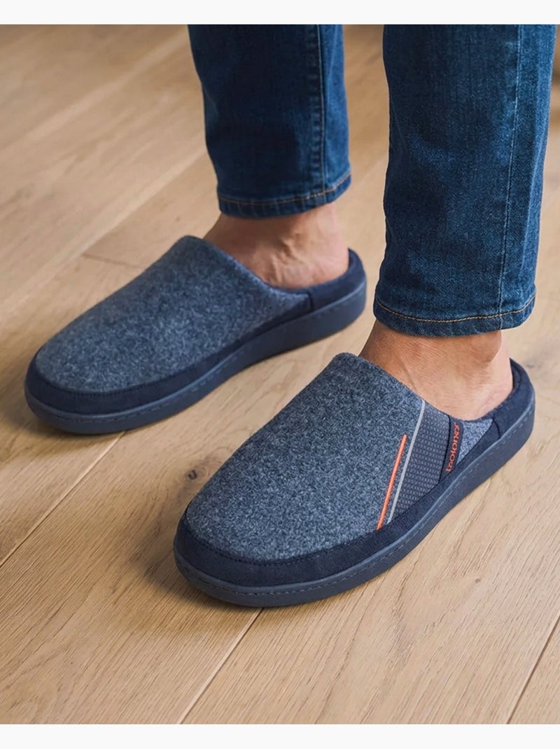 Chaussons mules suédine ultra doux, semelle ergonomique homme Bleu marine - Kiabi