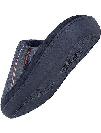 Chaussons mules microvelours ultra doux, semelle homme isotoner