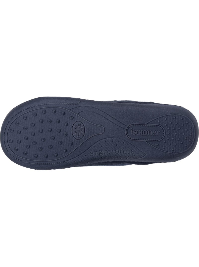 Chaussons mules suédine ultra doux, semelle ergonomique homme isotoner Bleu marine - Kiabi