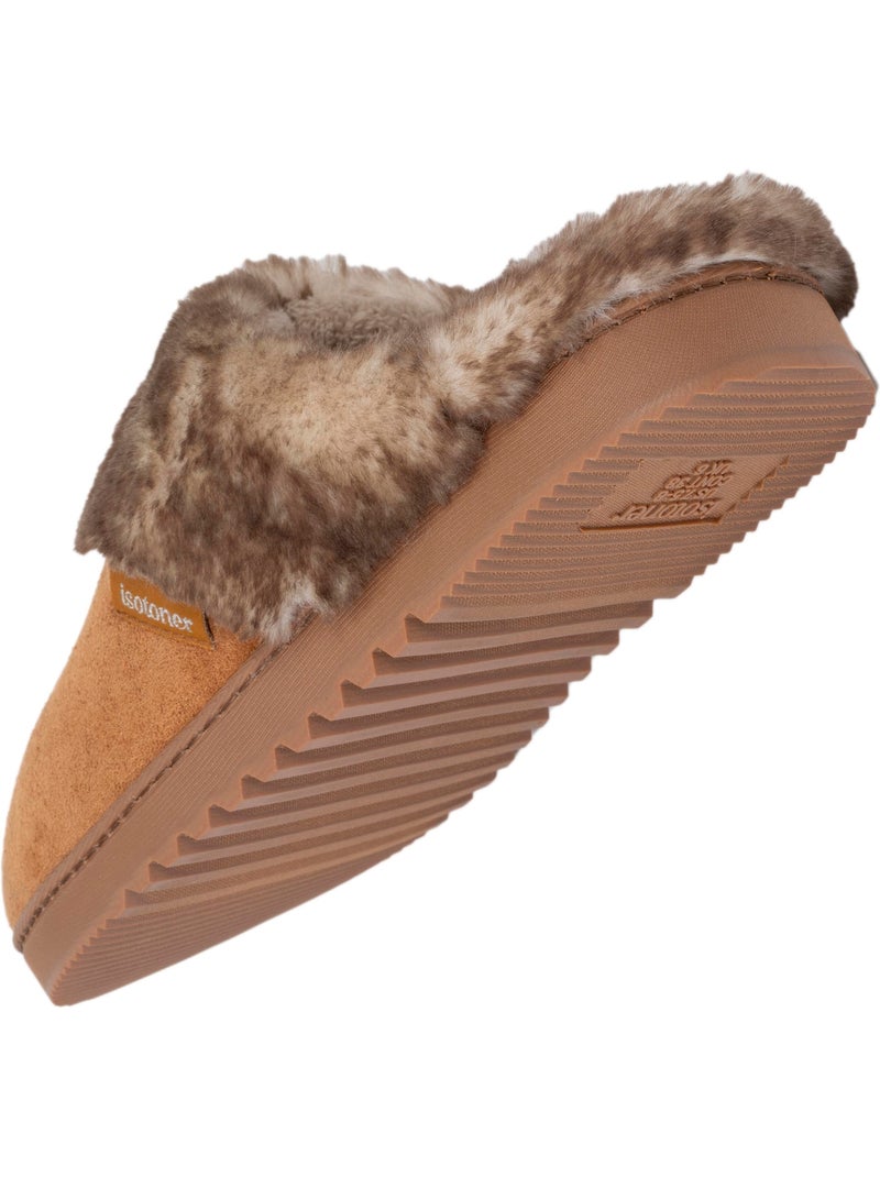 Chaussons mules suéfine, chauds femme isotoner Camel - Kiabi