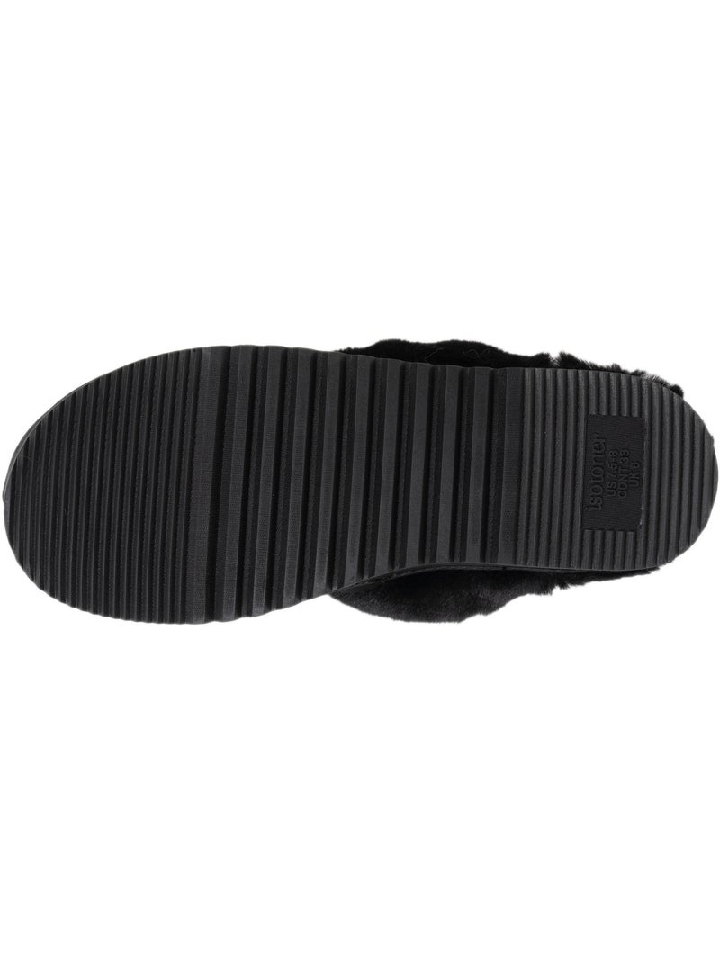 Chaussons mules suéfine, chauds femme Isotoner Noir - Kiabi
