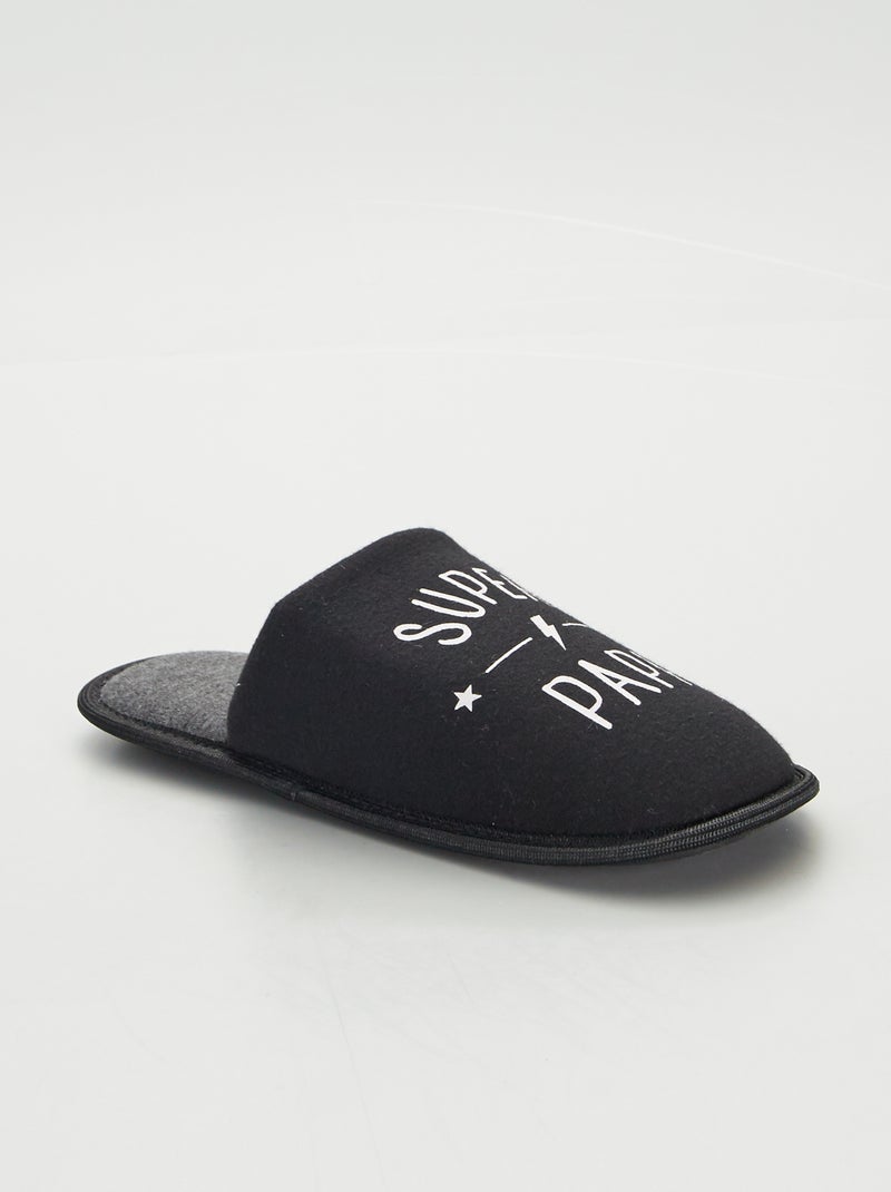 Chaussons mules 'Super papa' Noir - Kiabi