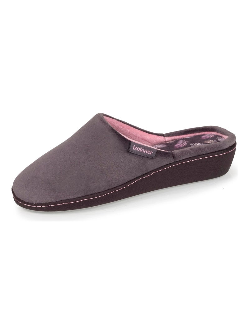 Chaussons mules talon femme gris foncé rose Isotoner Gris foncé - Kiabi