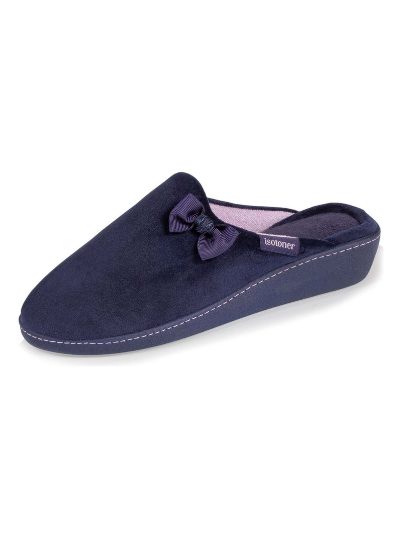 Chaussons mules Talon Femme Marine Nœud Bleu marine - Kiabi