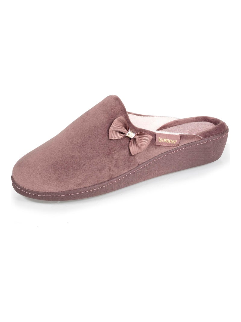 Chaussons mules talon femme taupe Isotoner Taupe - Kiabi