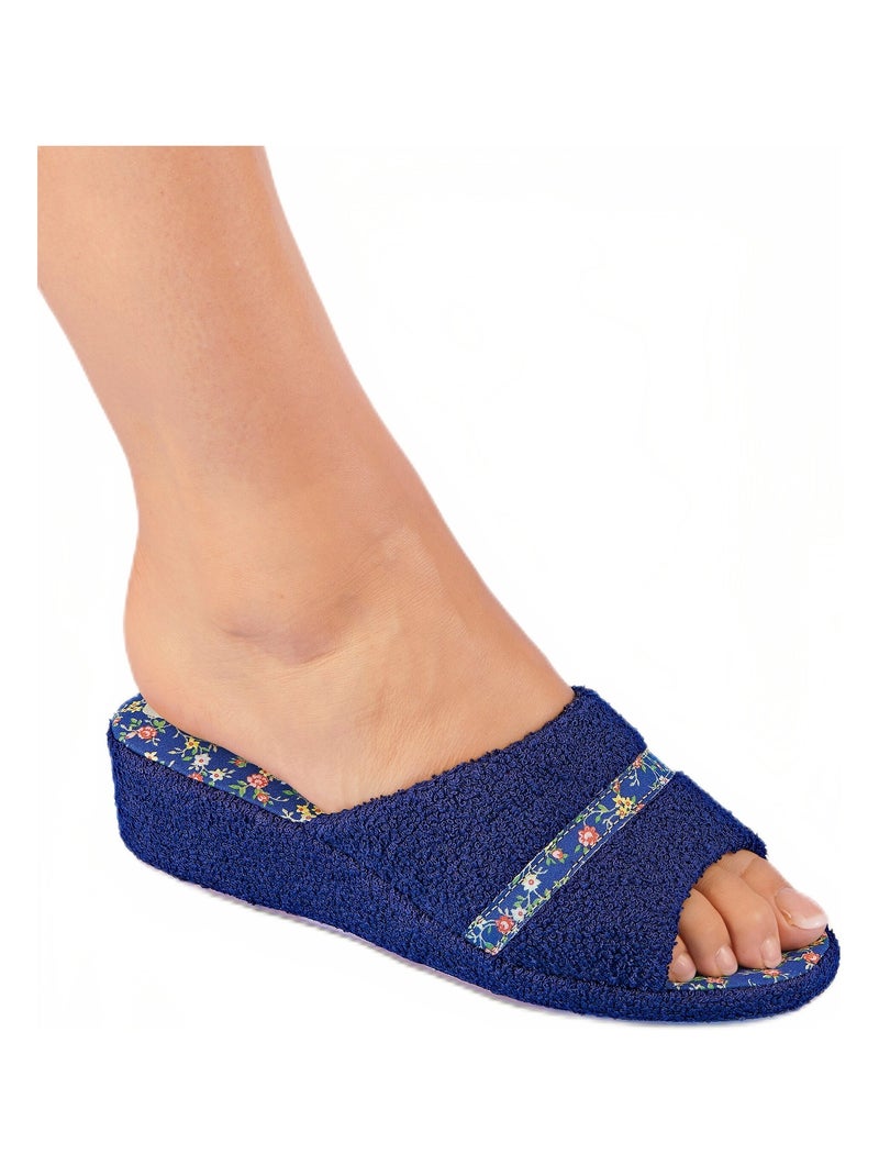 Chaussons mules toile largeur confort - Afibel Bleu marine - Kiabi