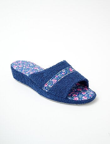 Chaussons mules toile largeur confort