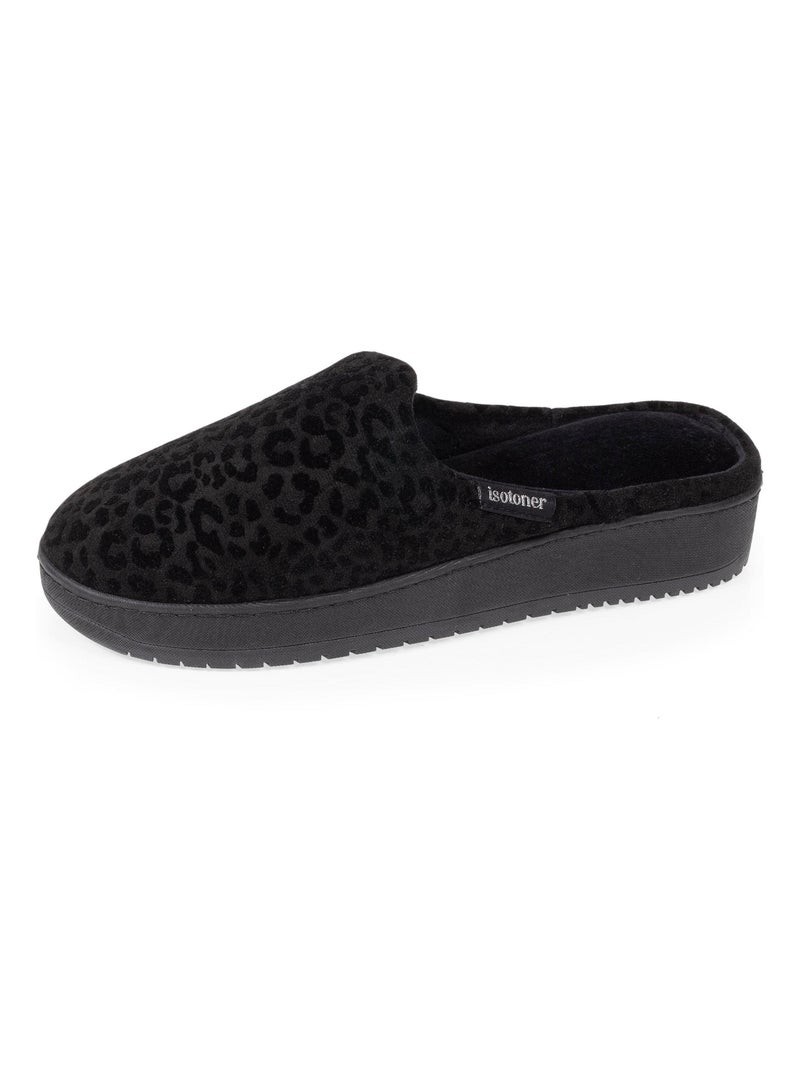 Chaussons mules ultra confortables, à mémoire de forme, semelle plateforme de 3,7 cm femme Isotoner Noir - Kiabi