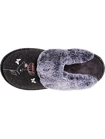 Chaussons mules ultra confortables, bordure en fausse femme isotoner