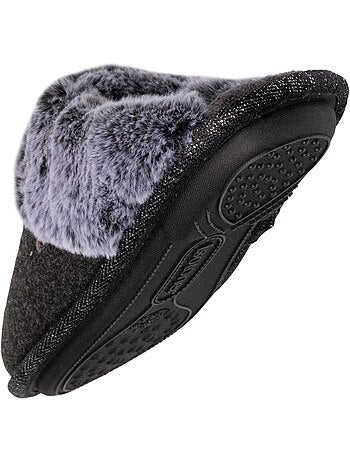Chaussons mules ultra confortables, bordure en fausse femme isotoner