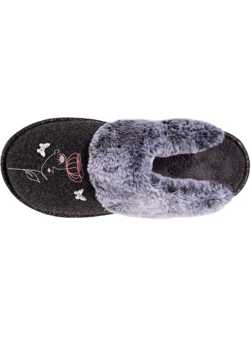 Chaussons mules ultra confortables, bordure en fausse femme isotoner - Kiabi