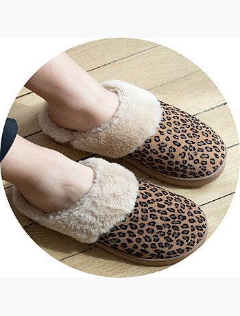 Chaussons mules ultra confortables, bordure en fausse femme isotoner