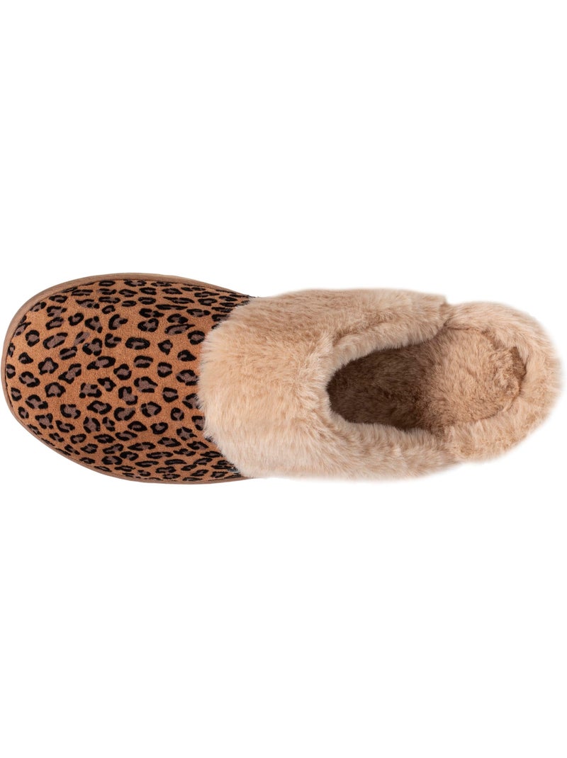 Chaussons mules ultra confortables, bordure en fausse femme isotoner Noir Marron - Kiabi