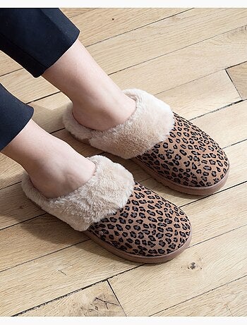 Chaussons mules ultra confortables, bordure en fausse femme