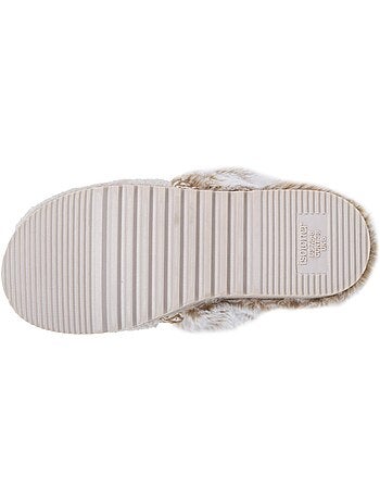 Chaussons mules ultra confortables, en maille bouclette, femme isotoner