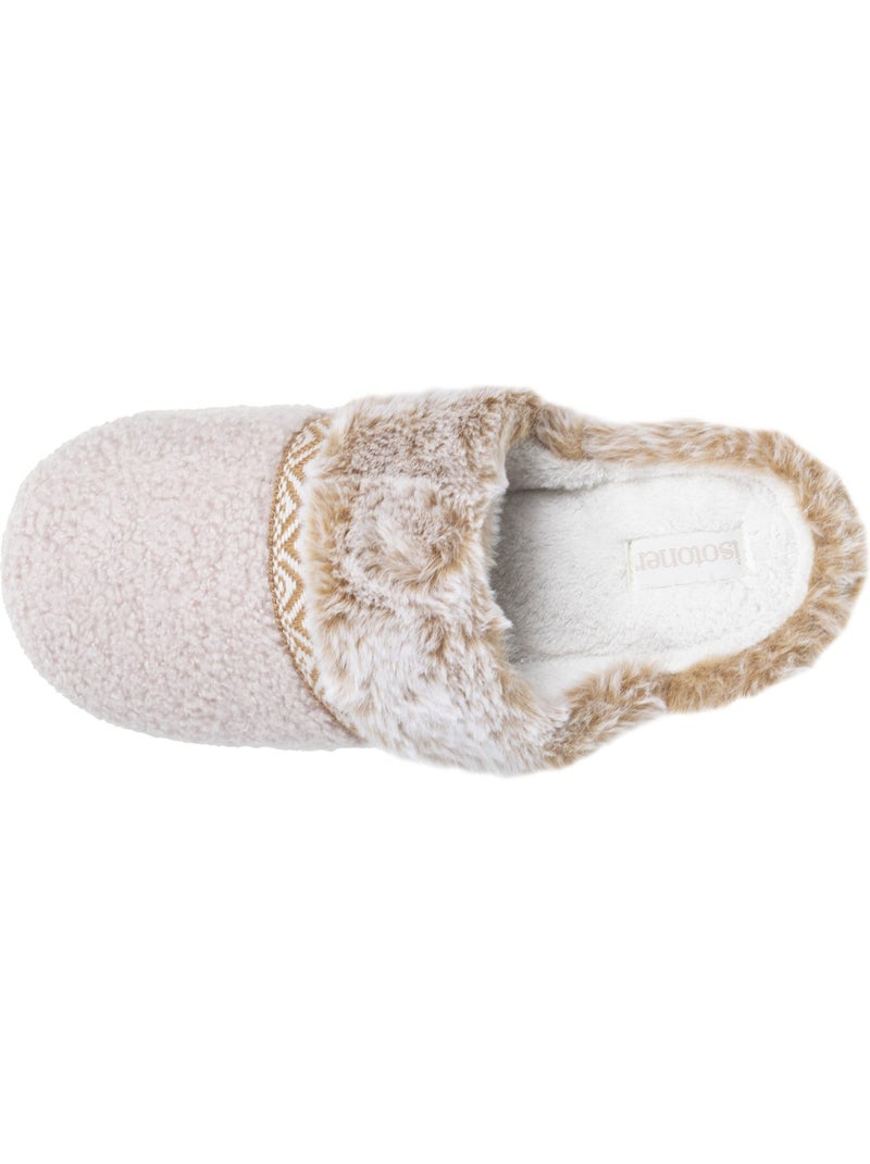 Chaussons mules ultra confortables, en maille bouclette, femme Isotoner Beige - Kiabi