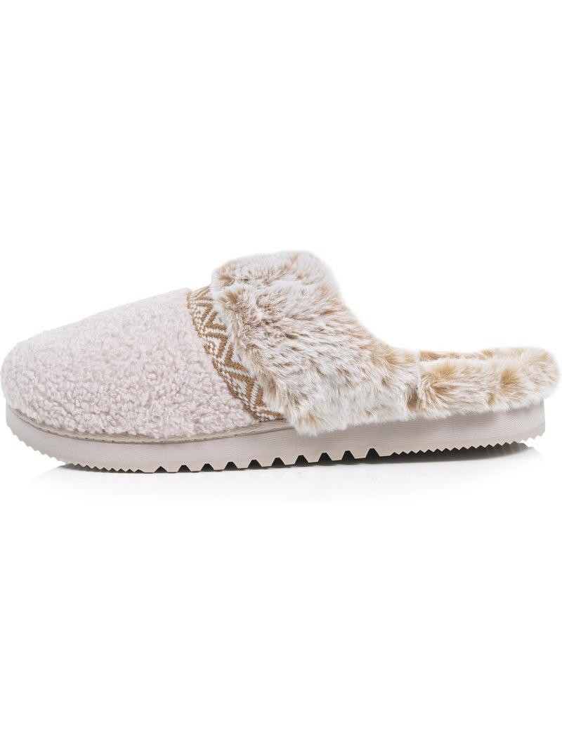 Chaussons mules ultra confortables, en maille bouclette, femme Isotoner Beige - Kiabi