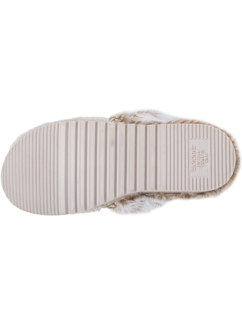 Chaussons mules ultra confortables, en maille bouclette, femme Isotoner Beige - Kiabi