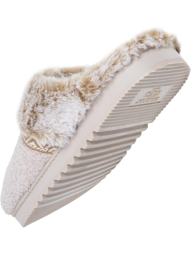 Chaussons mules ultra confortables, en maille bouclette, femme Isotoner Beige - Kiabi