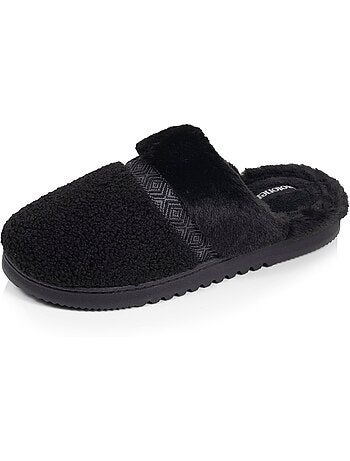Chaussons mules ultra confortables, en maille bouclette, femme isotoner