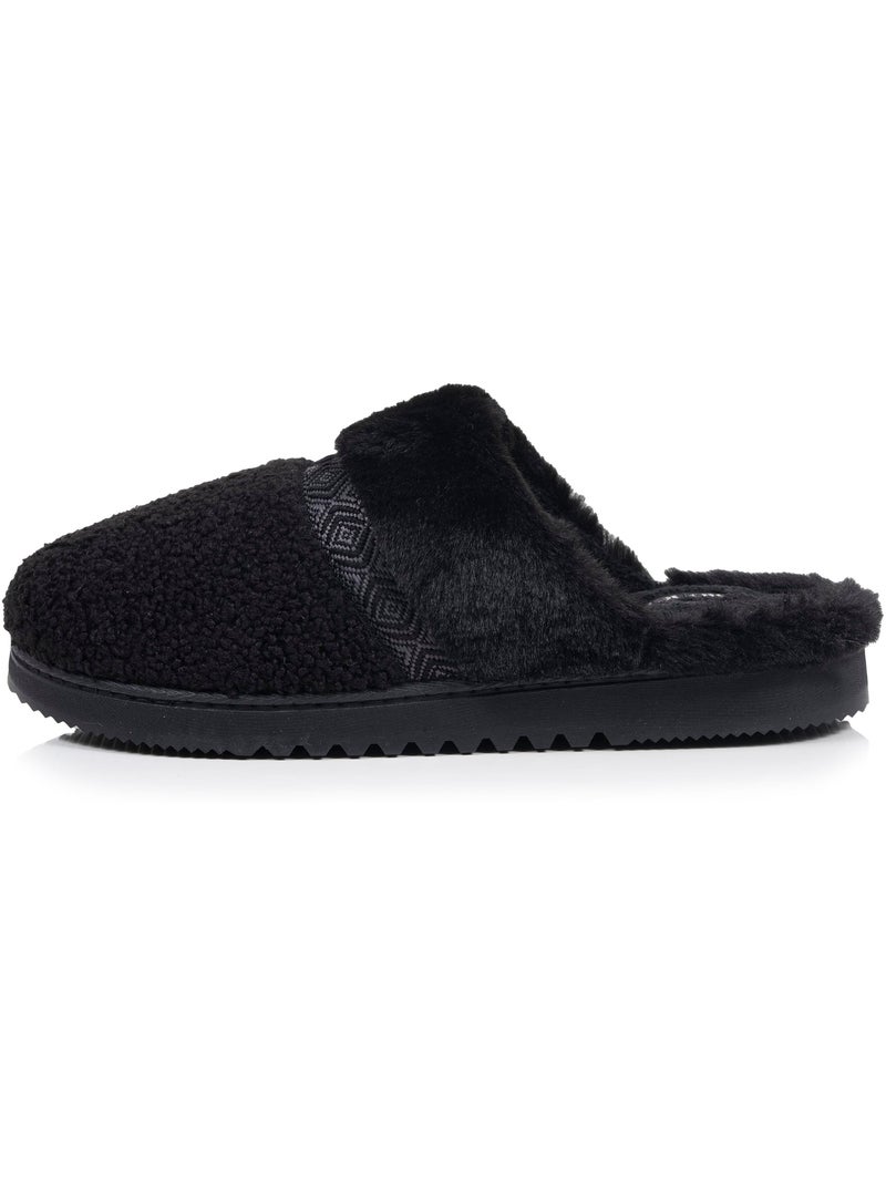 Chaussons mules ultra confortables, en maille bouclette, femme Isotoner Noir - Kiabi