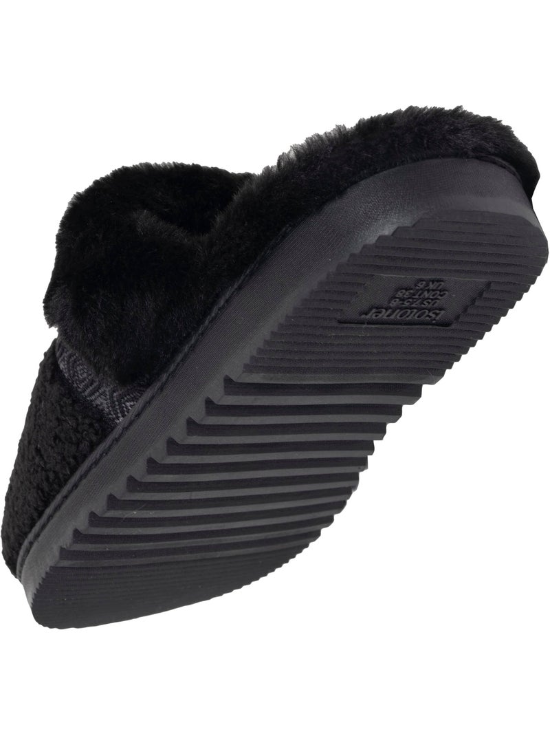 Chaussons mules ultra confortables, en maille bouclette, femme Isotoner Noir - Kiabi