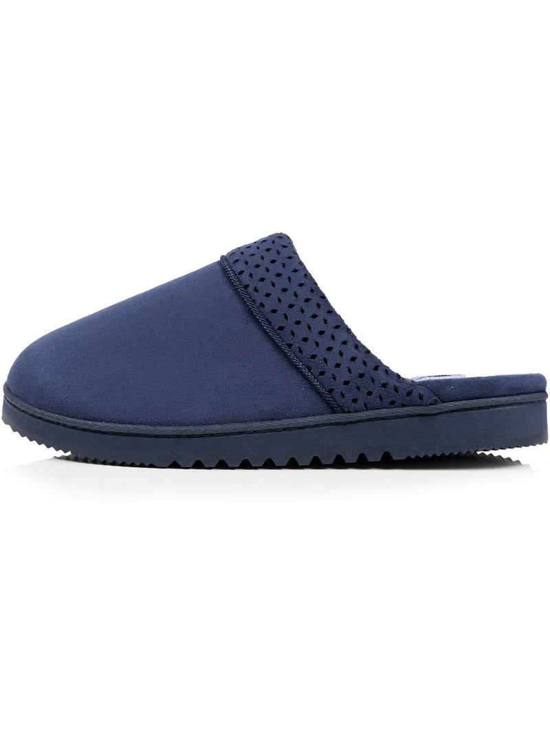 Chaussons mules ultra confortables, en suédine femme Isotoner Bleu marine - Kiabi