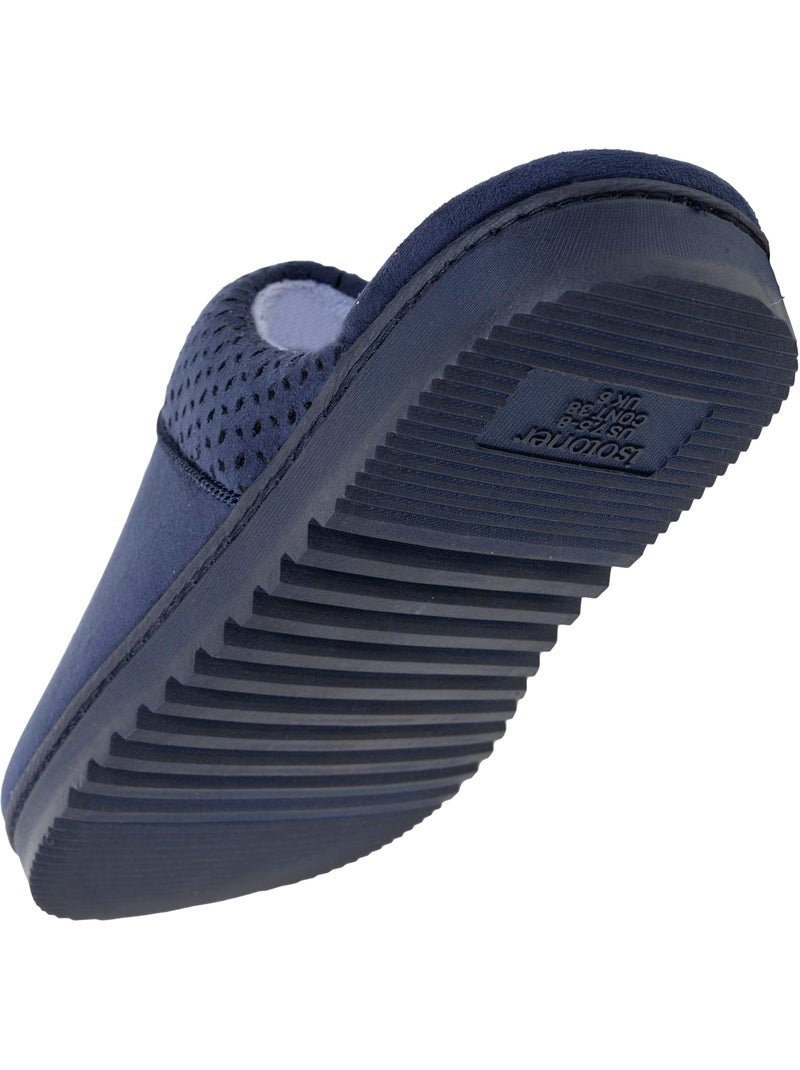 Chaussons mules ultra confortables, en suédine femme Isotoner Bleu marine - Kiabi