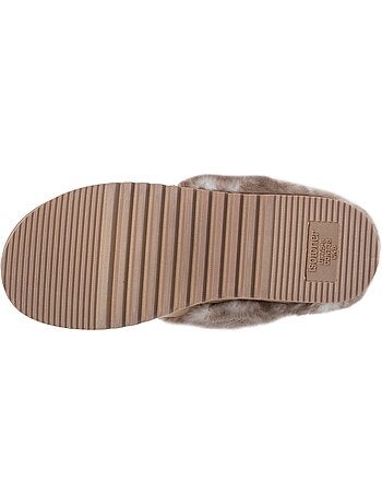 Chaussons mules ultra confortables, en maille bouclette, femme isotoner