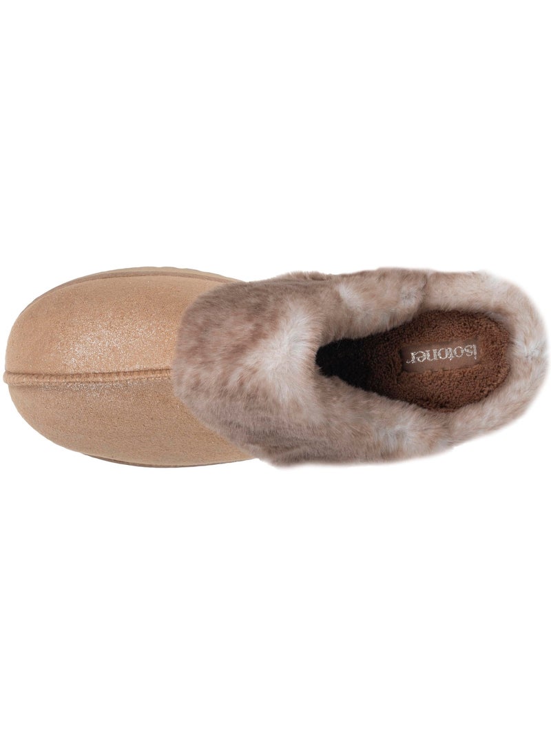 Chaussons mules ultra confortables, en suédine, semelle femme isotoner Camel - Kiabi