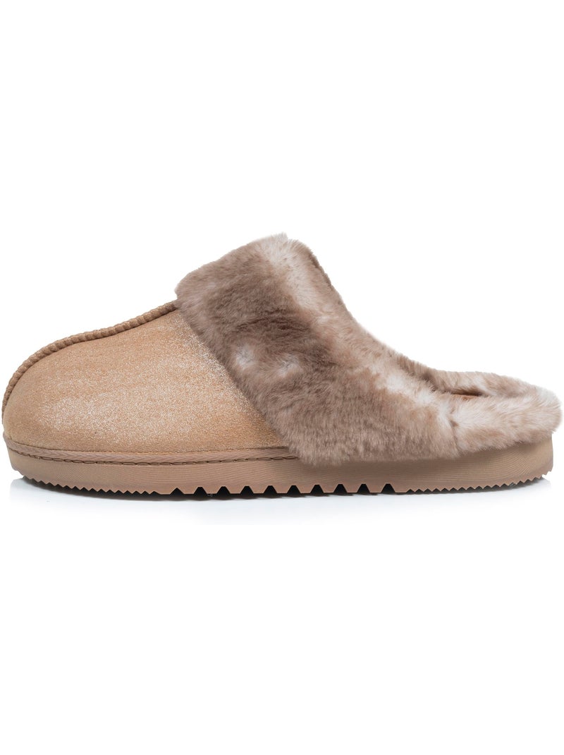 Chaussons mules ultra confortables, en suédine, semelle femme isotoner Camel - Kiabi