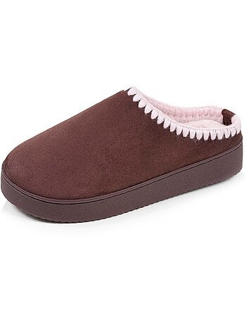 Chaussons mules à talon compensé de 3,5 cm, très femme Isotoner