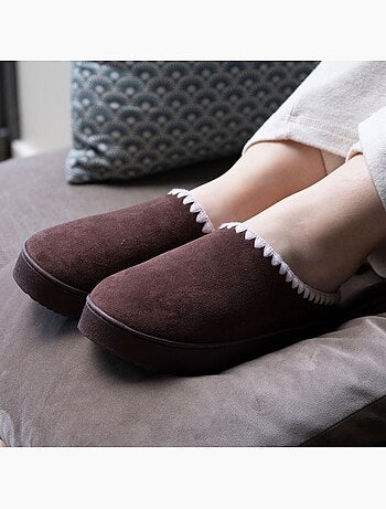 Chaussons mules à talon compensé de 3,5 cm, très femme Isotoner