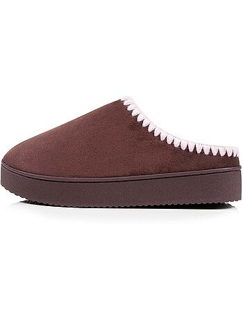 Chaussons mules à talon compensé de 3,5 cm, très femme Isotoner