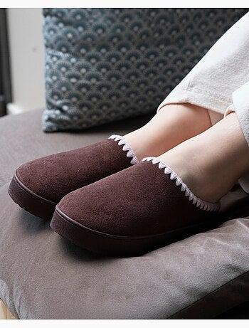 Chaussons mules à talon compensé de 3,5 cm, très femme