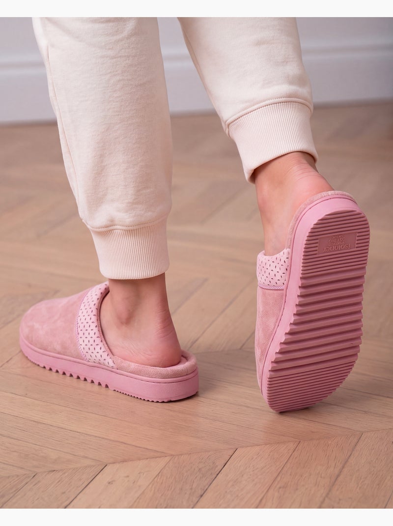 Chaussons mules ultra confortables, en suédine, semelle femme Rose - Kiabi
