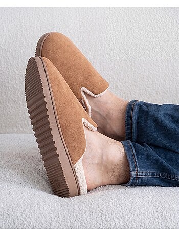 Chaussons mules ultra confortables, en suédine, semelle homme