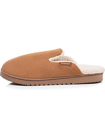 Chaussons mules ultra confortables, en suédine, semelle homme isotoner