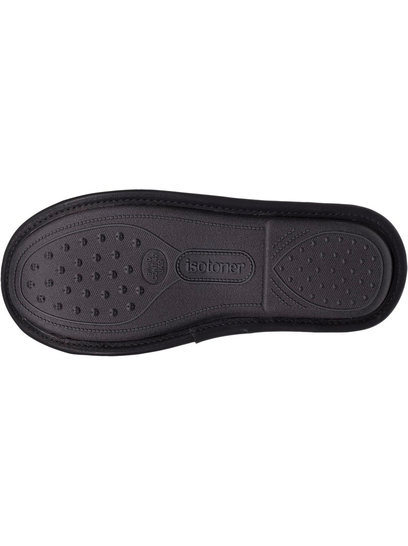 Chaussons mules ultra confortables et léger effet faux homme isotoner Noir - Kiabi