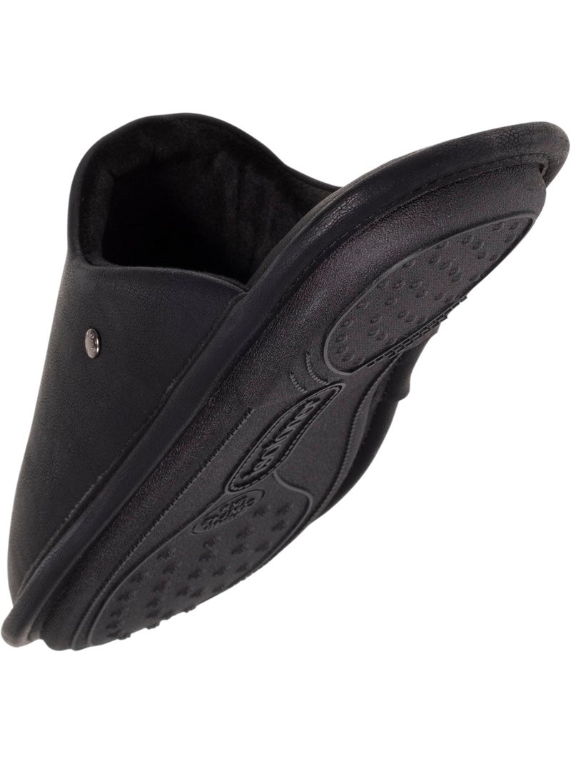 Chaussons mules ultra confortables et léger effet faux homme isotoner Noir - Kiabi