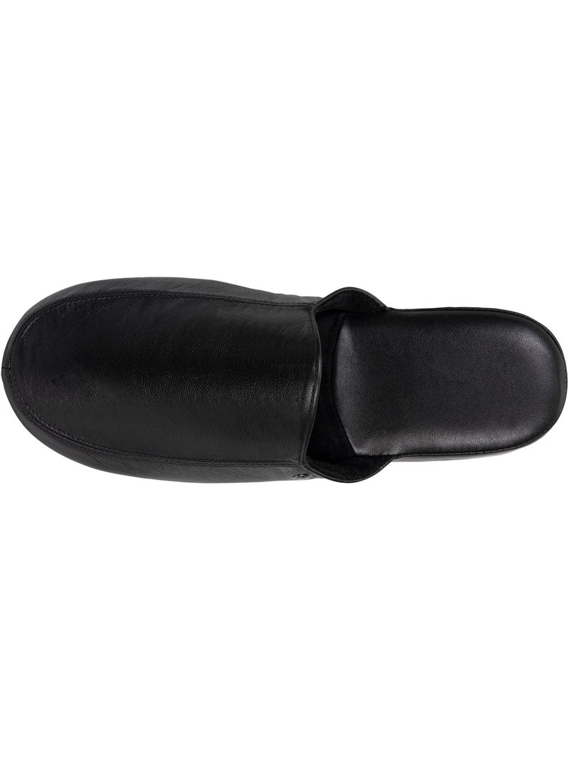 Chaussons mules ultra confortables et léger en cuir homme isotoner Noir - Kiabi