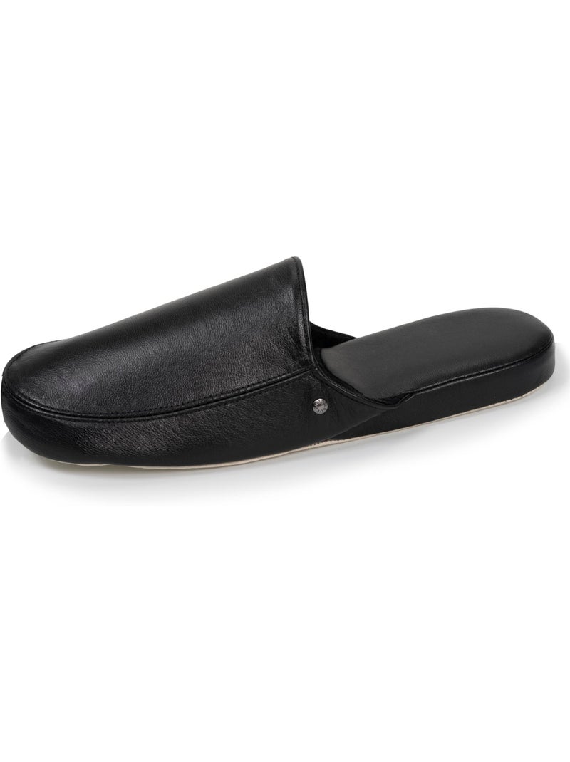 Chaussons mules ultra confortables et léger en cuir homme isotoner Noir - Kiabi