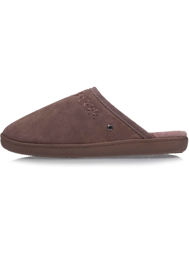 Chaussons mules ultra confortables et légères, en coton femme isotoner Taupe - Kiabi